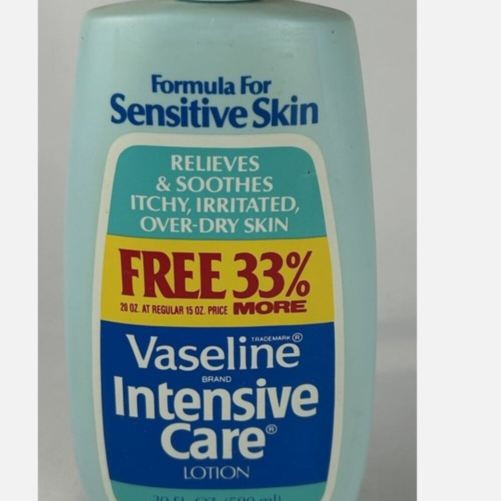 Vtg 80s 90s Vaseline Intensive Care Lotion Sensitive Skin 20 Oz Full Bottle Prop